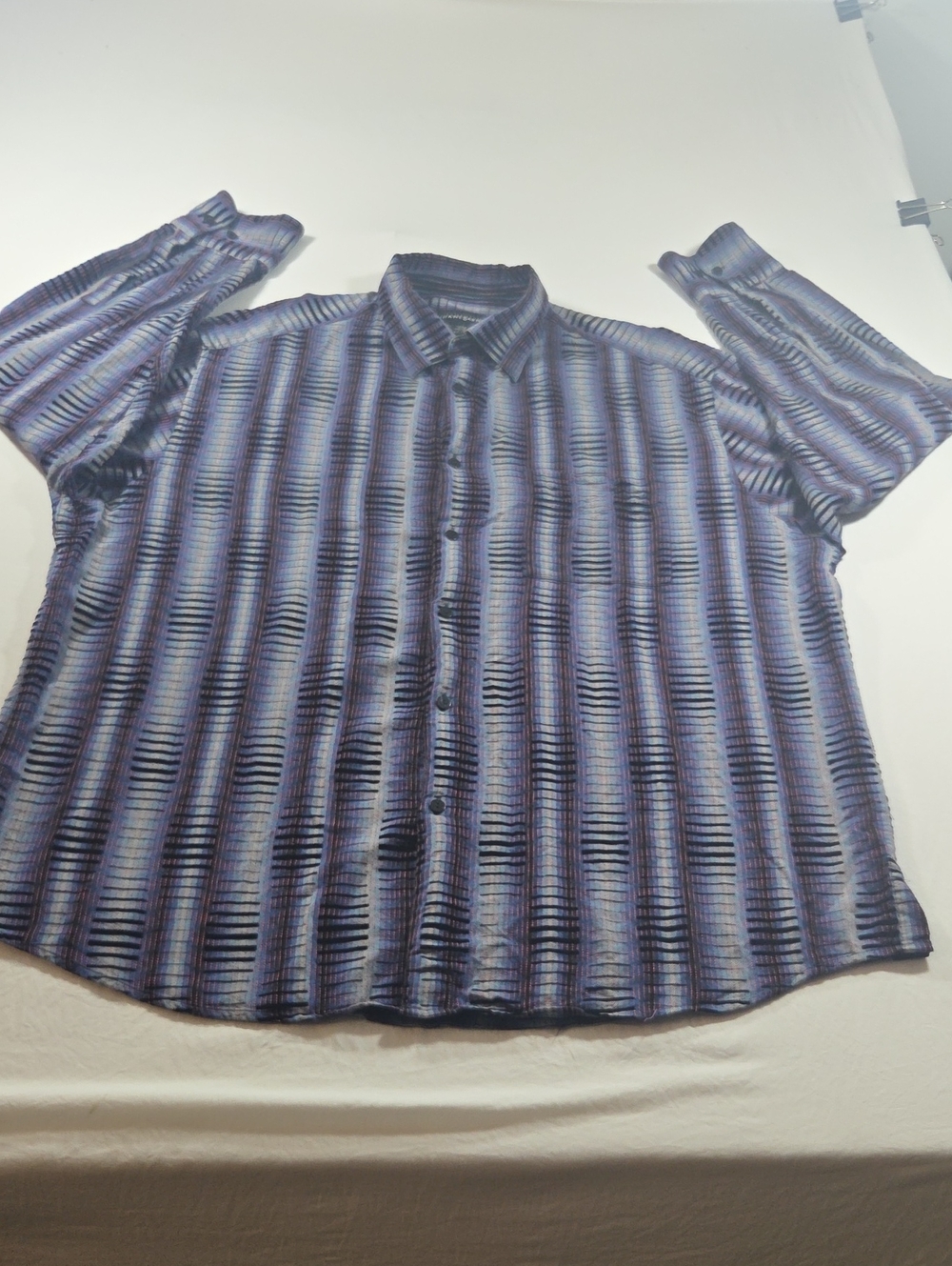Jhane Barnes Men's Silk Shirt Vertical Stripe Button-Down Shirt XXlarge Casual